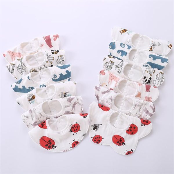 

лето thin марлевые водонепроницаемый детские нагрудники слюнотечение saliver для маленьких детей симпатичные printting животные bib младенца, Slivery;white