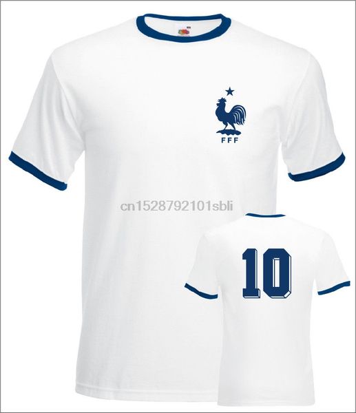 

michel platini france no.10 mens retro football ringer t-shirt new summer printed fashion t shirt funny tees