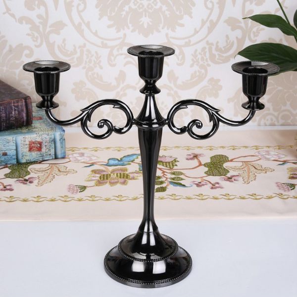 

european style 3/5-candle alloy candelabra candlestick 10.63 inch tall candle holder wedding event candelabra candle stand-black