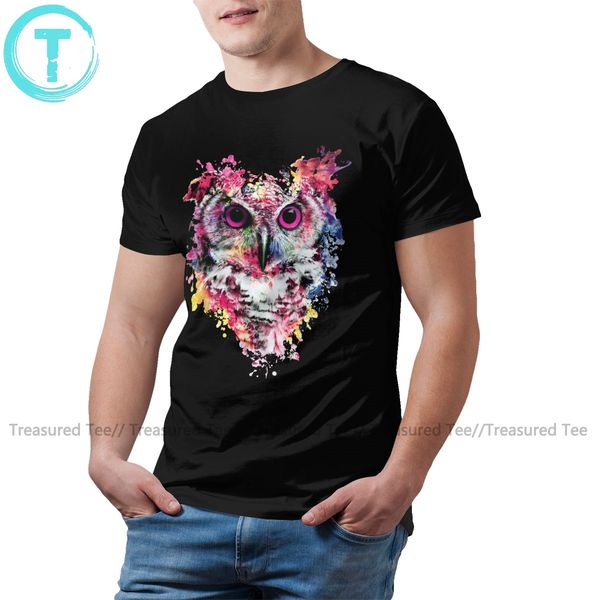 

abstract animal paintings t shirt owl t-shirt male cotton tee shirt streetwear plus size short-sleeve tshirt