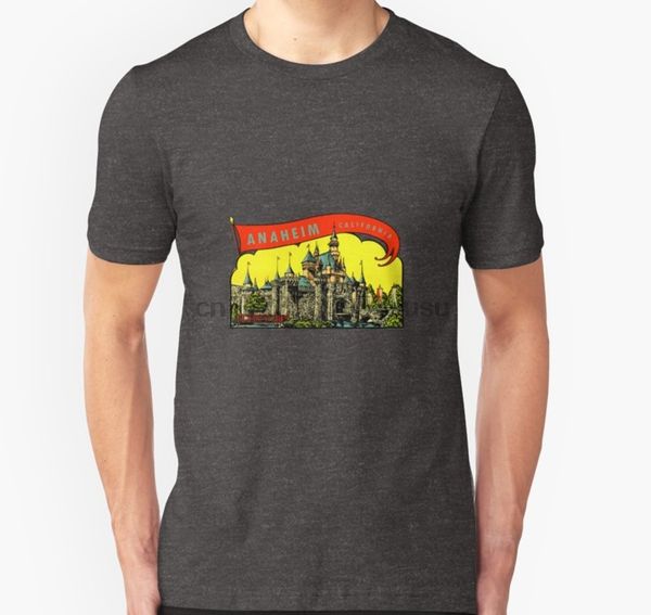 

men tshirt short sleeve anaheim california vintage travel decal t shirt one neck women t-shirt