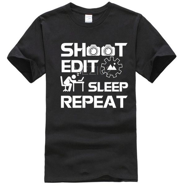 

funny pgrapher t-shirt, shoot edit sleep repeat shirt