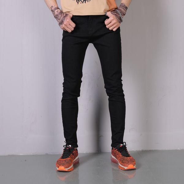 

men's jeans jeans and jeanstrousers and jeansclassic ripped pure black slim skinny high street men's versatile simple trousers dq3, Blue