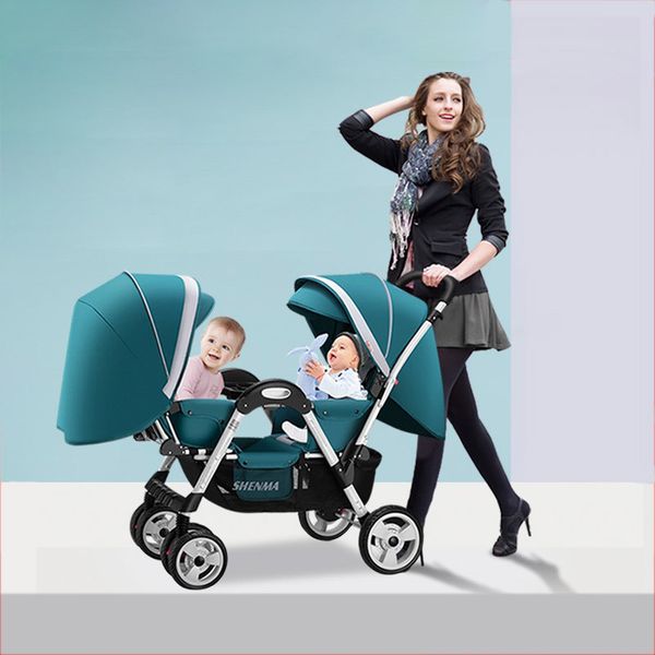 

twin baby stroller folding double stroller twins can sit lying newborn double pram kids strooler travel system