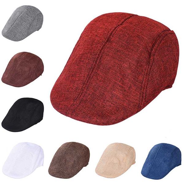 

imixlot 2020 summer men sport casual breathable berets simple fashion flat cap outdoor anti-uv sunscreen cotton casquette hat, Blue;gray