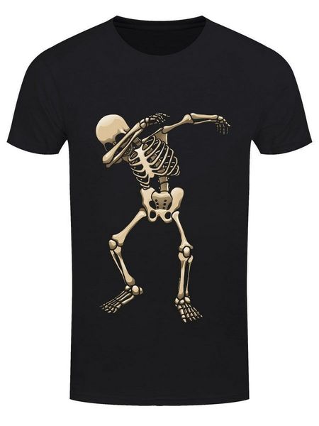 

t-shirt skeleton dab halloween men's black streetwear casual tee shirt