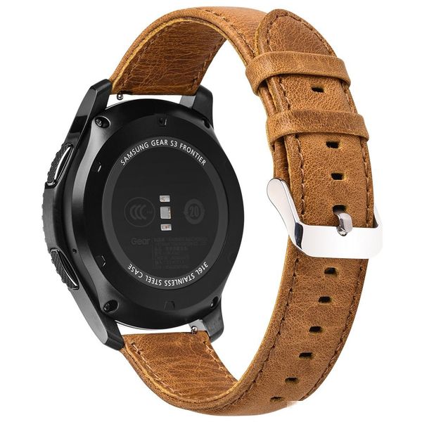 

wholesale classic frontier style genuine leather bracelet for samsung gear s3 brown strap buckle for smart watch