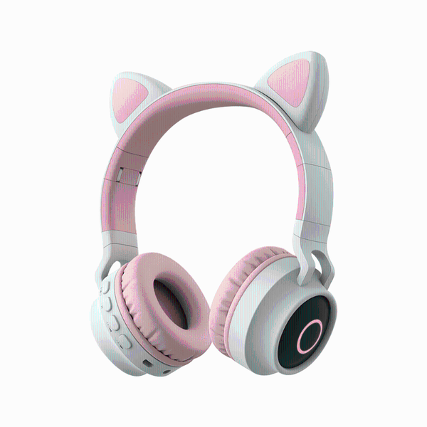 

bluetooth wireless headset wireless earphone cute cat led light stereo bass gaming headphone with mic tf card for pc phone mp3