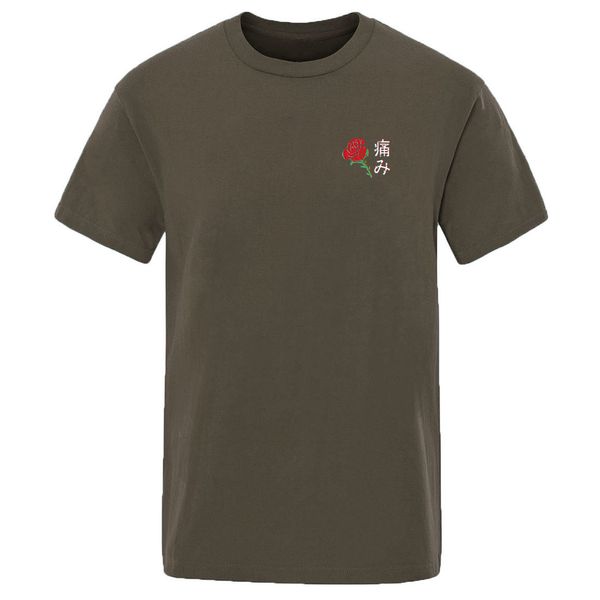 

man crew neck japanese aesthetic rose simple printed summer 2020 new streetwear t-shirts mens short sleeve trend clothings