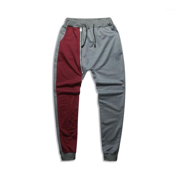 

clothing mid waist zipper double panelled sport trousers mens new 2020 designer pants fashion casual male, Black