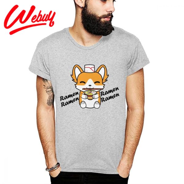

men's tee s-6xl plus size ramen corgi cute animal t shirt organnic cotton t-shirt men 2018 stylish homme tee shirt