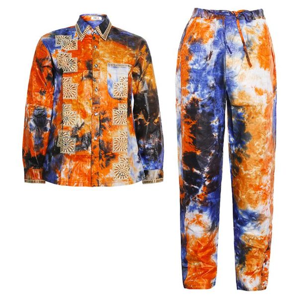 

md 2 pieces set dashiki men shirt pants suit traditional african print clothes embroidery bazin riche attire hippie men costume, Red