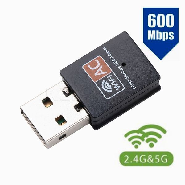 

600mbps usb wifi receiver adapter 2.4/5ghz wifi antenna dual band 802.11b/n/g/ac mini wireless computer network card receiver