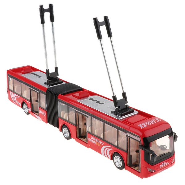 

large music & light alloy pull back city trolley bus toy kids children vehicles playset birthday gifts