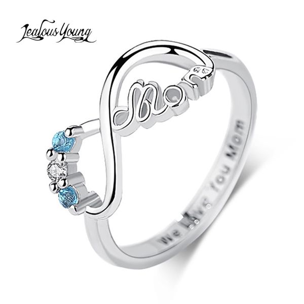 

cluster rings mother gift infinity blue zirconia female party ring for women jewelry accessories, Golden;silver