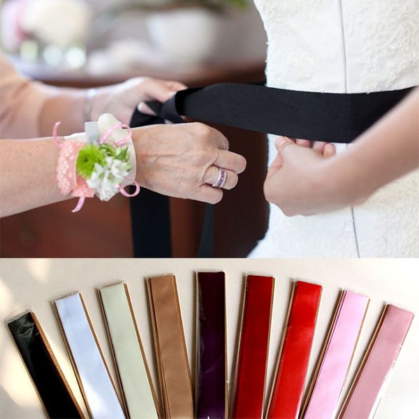 

deepeel 1pc 4.0cm*270cm women's high waist cummerbunds bridal wedding girdle bow decorated with super long cummerbunds yk691, Black;brown