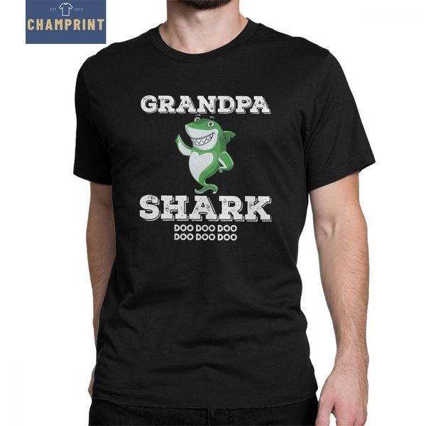

grandpa shark doo doo t-shirt men's matching family gifts vintage tee shirt crew neck 100% cotton clothes big size t shirt