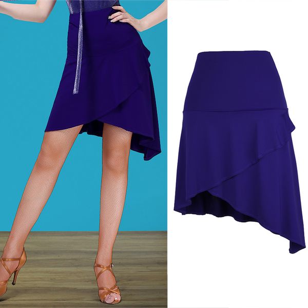 

stage wear latin dance skirt samba costume royal blue irregular skirts women performance dress training clothes vdb2271, Black;red