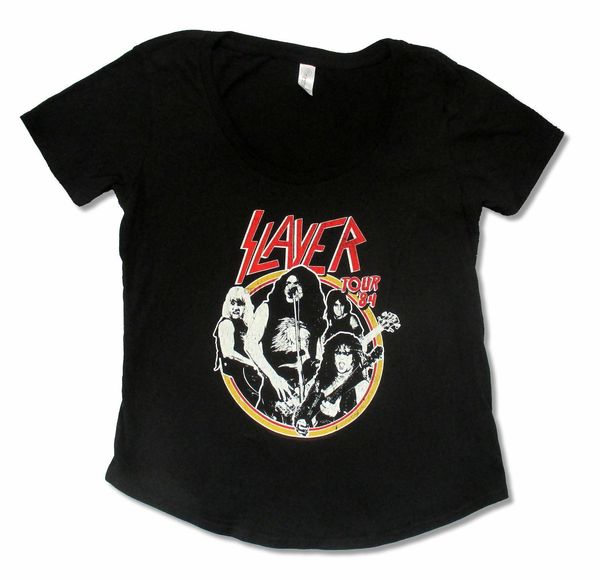 

slayer tour 1984 scoop neck juniors girls black shirt new official merch reissue(2