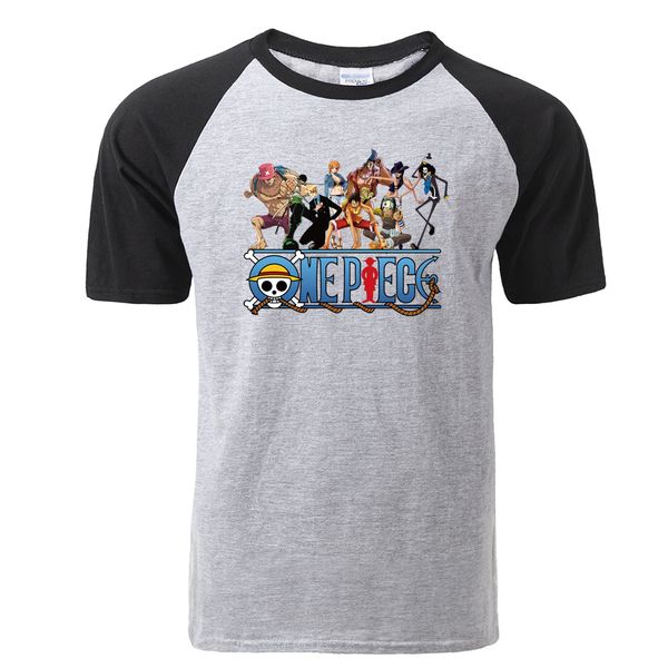 

one piece luffy japanese anime t shirt the straw hat pirates friends funny print raglan tshirts men summer cotton casual t-shirt