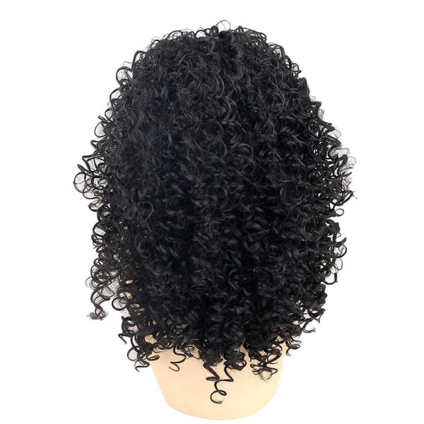 

fashion afro wig synthetic fiber spiral curls black breathable wig for women