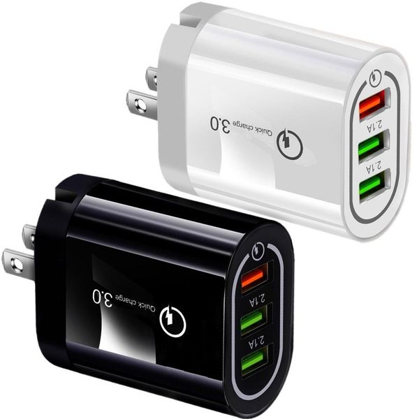

18w 3 usb qc3.0 4.8a quick charger eu us wall charger auto power adapter for ipad 2 3 4 iphone 7 8 x 10 samsung tablet pc