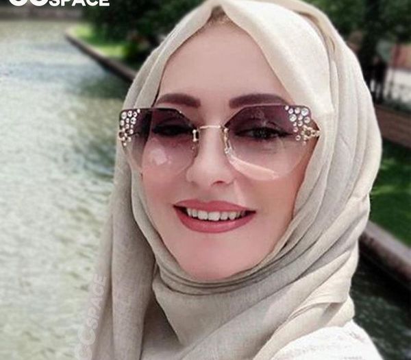

47062 алмазные бескаркасных luxury sunglasses мужчины женщины моды оттенки uv400 vintage очки y200420, White;black