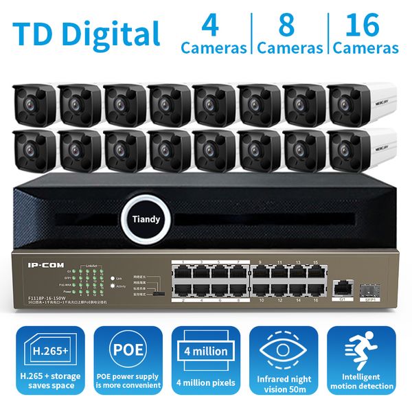 

systems glvision h.265 16ch 4mp hd poe nvr kits outdoor ip cameras cctv surveillance system p2p video set 4tb hdd