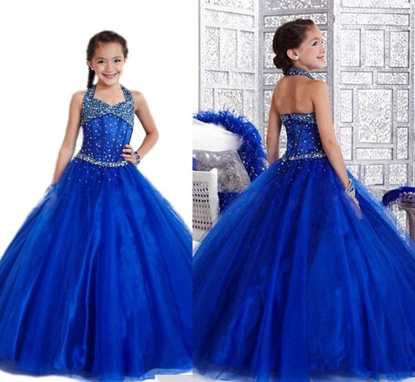 

royal blue luxury flower girl dresses with beading for weddings party evening flowergirl first communion pageant dresses, Red;yellow