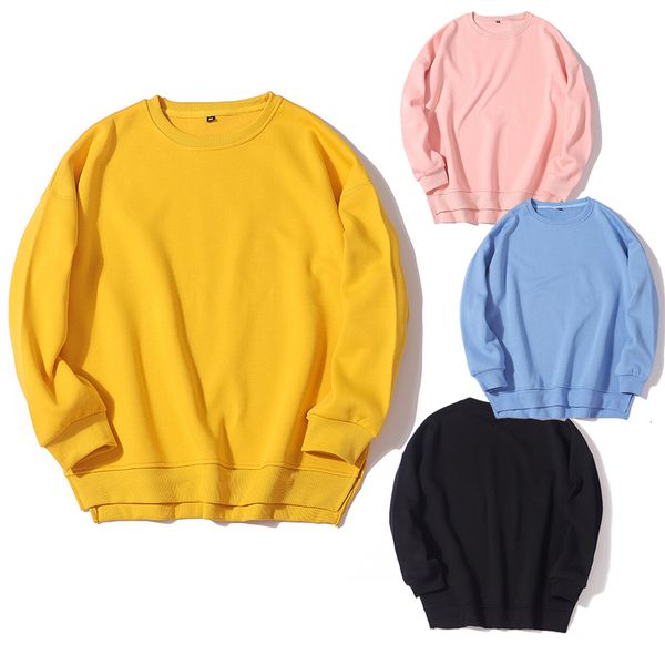 

side split hoodie solid color plain hoodies sweatshirt poleron mujer 2020 crewneck women casual hoodies xl, Black