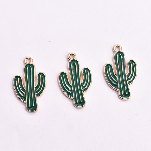 

bulk 15x26mm green cactus charms pendant gold desert plant charm,enamel charm earring necklace components jewelry finding diy craft, Bronze;silver