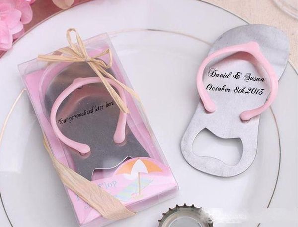 

personalized wedding favors and party gifts the flip-flop bottle opener---groom and bride name engraved on it