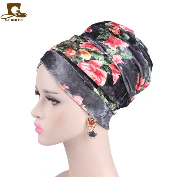 

hair accessories 5pcs/lot 2021 women luxury floral velvet turban nigerian hijab extra long tube head wrap muslim scarf turbante