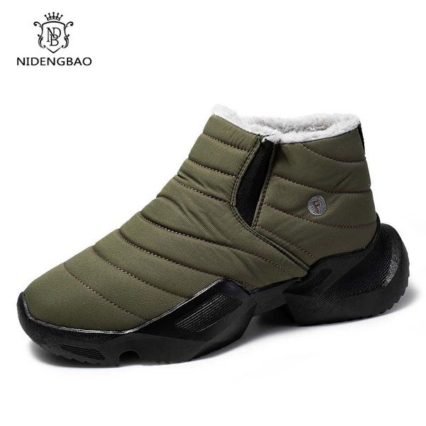 

winter snow boots men plus velvet warm mens shoes anti-slip wear-resistant thick bottom footwear waterproof cotton shoes boots, Black
