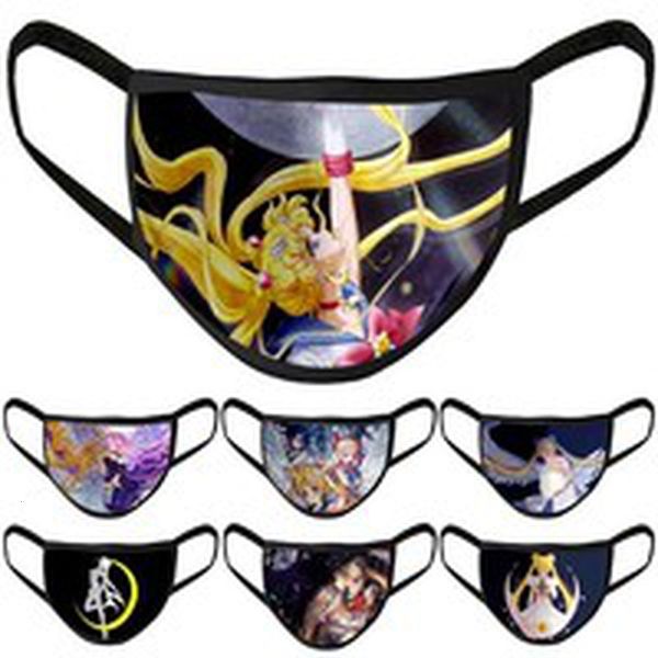 

cartoon 7 styles sailor moon cosplay personality dustproof breathable washable reusable masks half face mouth muffle mask