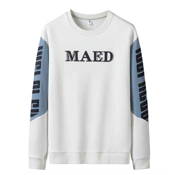 

men's round neck long-sleeved trendy brand personalized stitching t-shirt youth men's sweater round neck long-sleeved trendy brand, Black