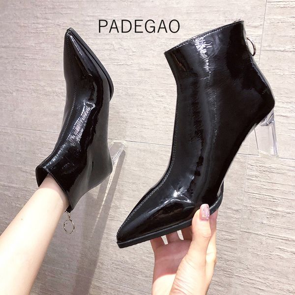 

women boots 2020 autumn black zipper fashion high-heeled boots elegant women riding