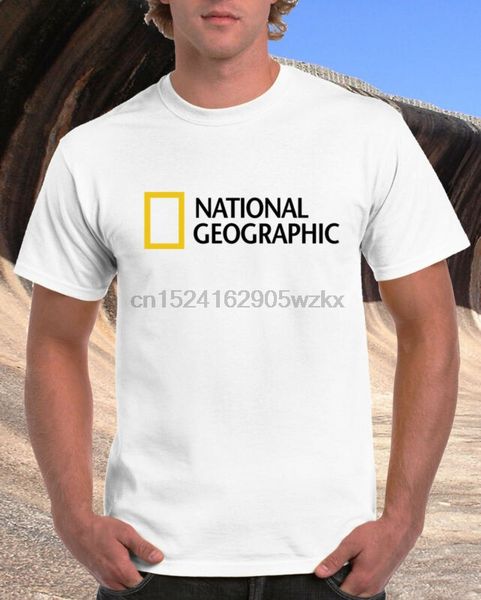 

national geographic logo t-shirts men's white tee size s to 3xl