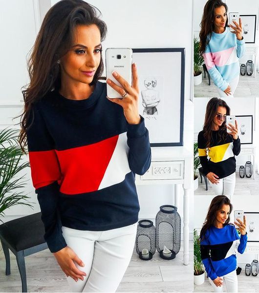 

patchwork red white 2020 new design hoodies sweatshirts women casual kawaii harajuku sweat girls european korean, Black