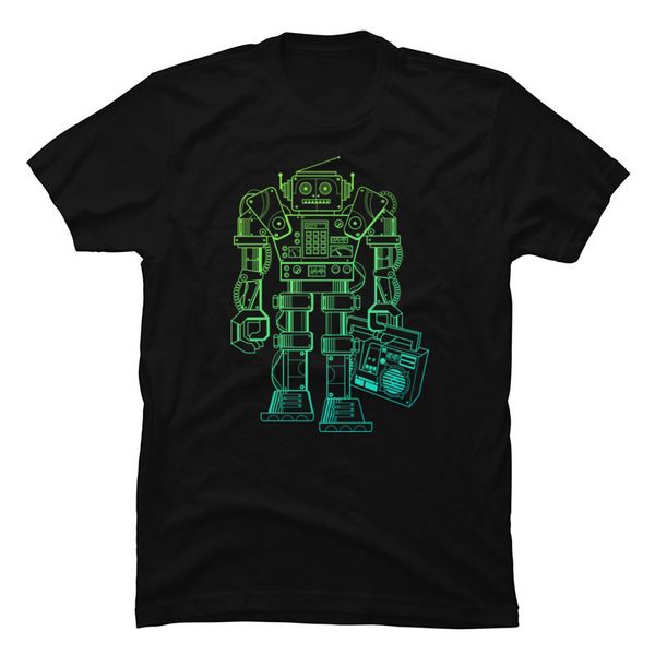 

music robot synthwave t shirt steampunk mechanics robot men's pure cotton europe shirts ostern day christmas camiseta