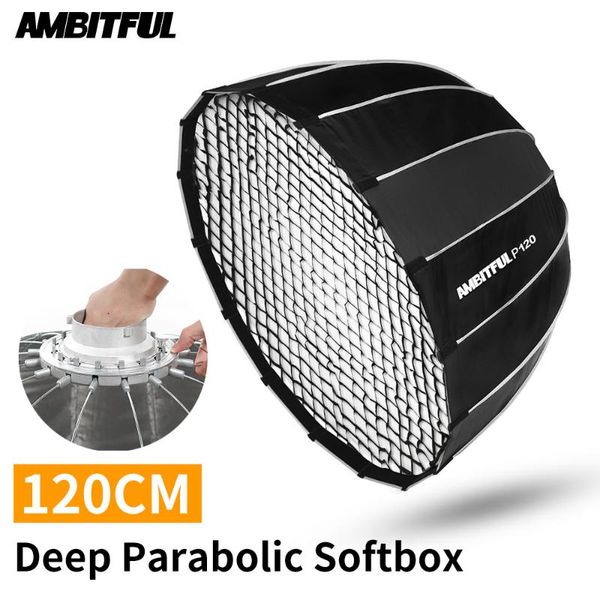 

light stands & booms ambitful portable p120 120cm quickly fast installation deep parabolic softbox with honeycomb grid bowens speedlite flas