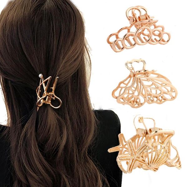 

hair accessories haimeikang women girls geometric claw clamps metal crab moon shape clip solid color hairpin large size