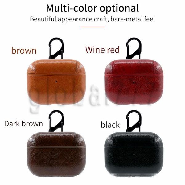 

2020 leather airpods case for airpods pu protector cover fashion anti lost hook clasp keychain for air pods airpod cell phone case