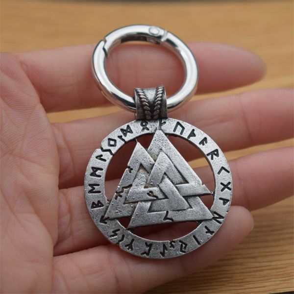 

keychains triple horn of odin viking keychain knot runes pendants amulet, Silver