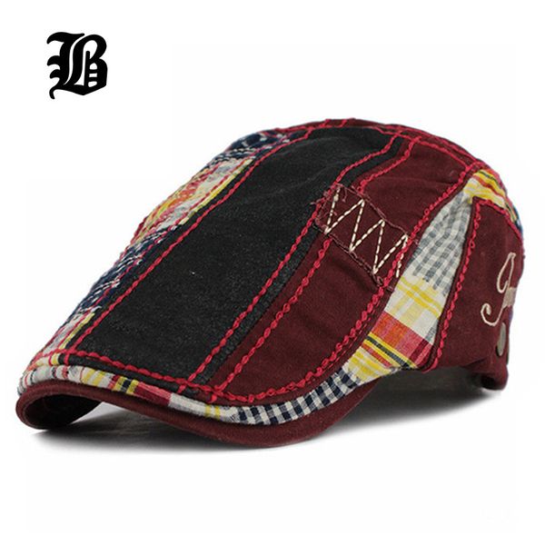 

flb] wholesale patchwork beret hat casquette cotton hats for men and women fitted visors sun hat gorras flat caps adjustable, Blue;gray