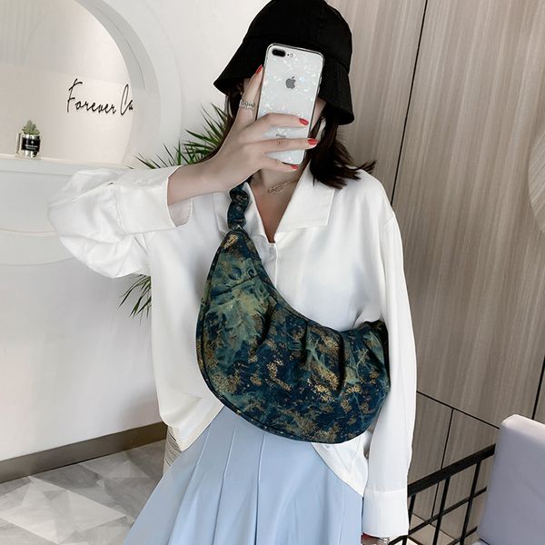 

холст hobos сумка для женщин 2020 зимнего женского crossbody messenger плеча мешок цветы printed леди плиссированной сумка путешествие tote