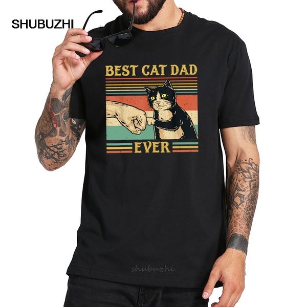 

лучший кот папа ever paw fist bump fit футболки урожай ретро подарок мужчины премиум t рубашка 100% хлопок tops высокого качества