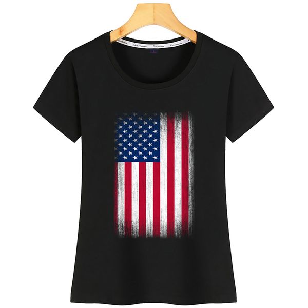 

t shirt women usa flag grunge retro look o-neck vintage custom tshirt
