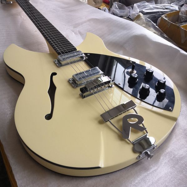 

creamy yellow 6 strings guitar model 330 rick toaster pickups electric guitars semi hollow body ing