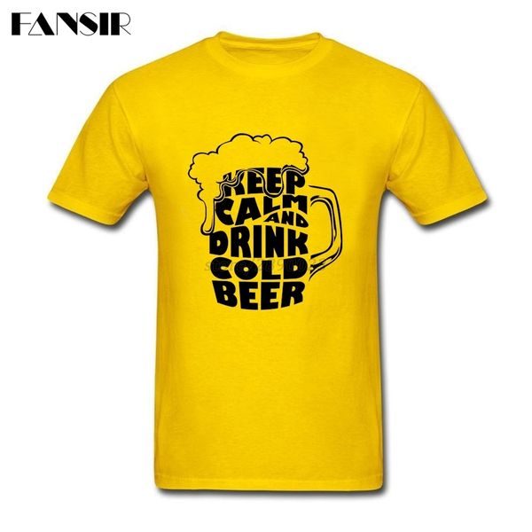 

мода t shirt mens keep calm напиток холодное пиво мужчины футболка 100% хлопок с коротким рукавом группа одежда tops
